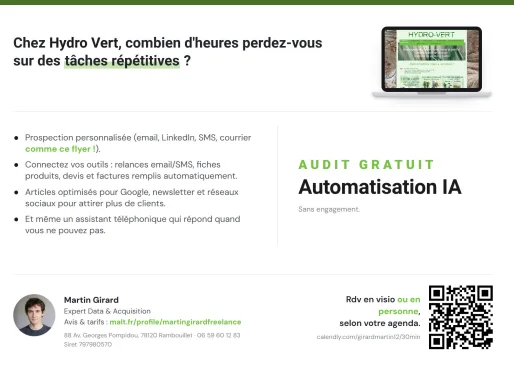 Courrier personnalisé généré pour Hydro Vert