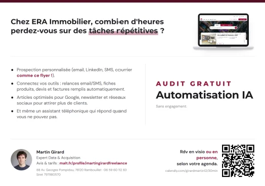 Courrier personnalisé généré pour une agence immobilière à partir de son site