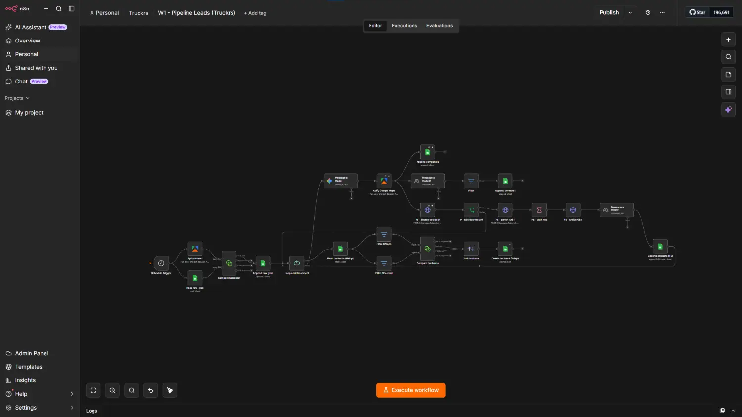 Workflow n8n de collecte et de qualification des entreprises